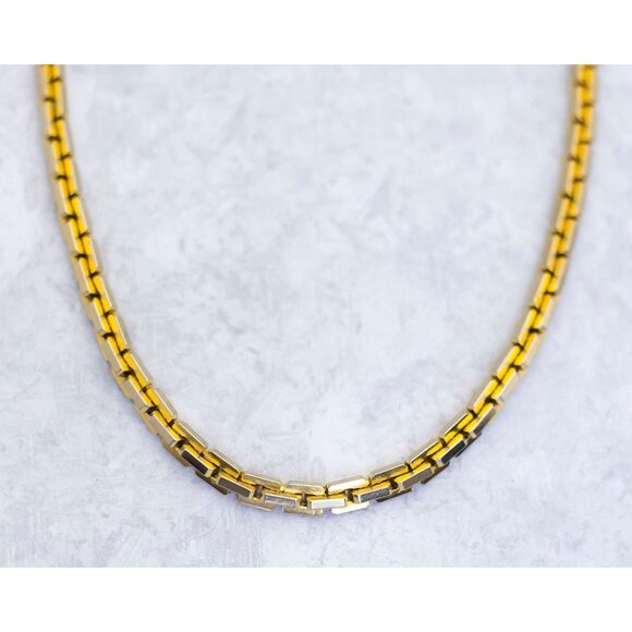 30 inch, Vintage Chain Link Geometric Gold Plated Necklace by Napier - CR1 - Picture 1 of 3